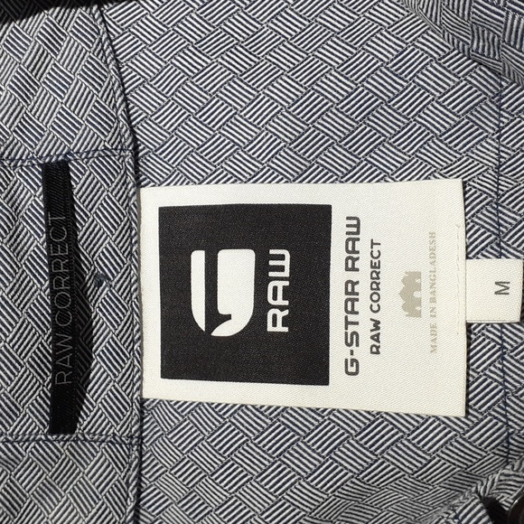 G-Star Raw Correct Men's Admiral Shirt Long Sleeve Blue Diamond Pattern Medium - Picture 5 of 10